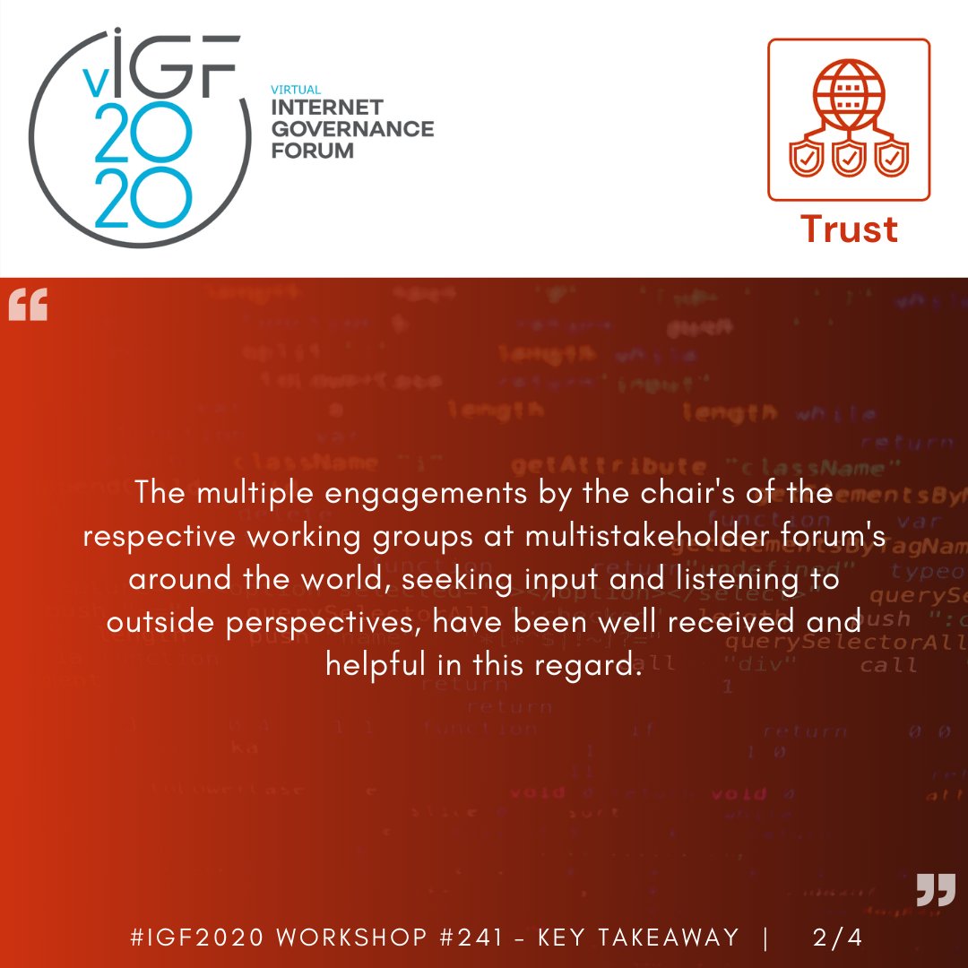 Igf_trust's tweet photo. #IGF2020 #Trust Track #KeyTakeaways WS #341 Multistakeholder Voices and the UN Cyber Dialogues

Session details and report at https://t.co/IyHMjg3WRk   

#CyberSecurity
#UNCyberOEWG #UNCyberGGE https://t.co/3lx0TBdXIl