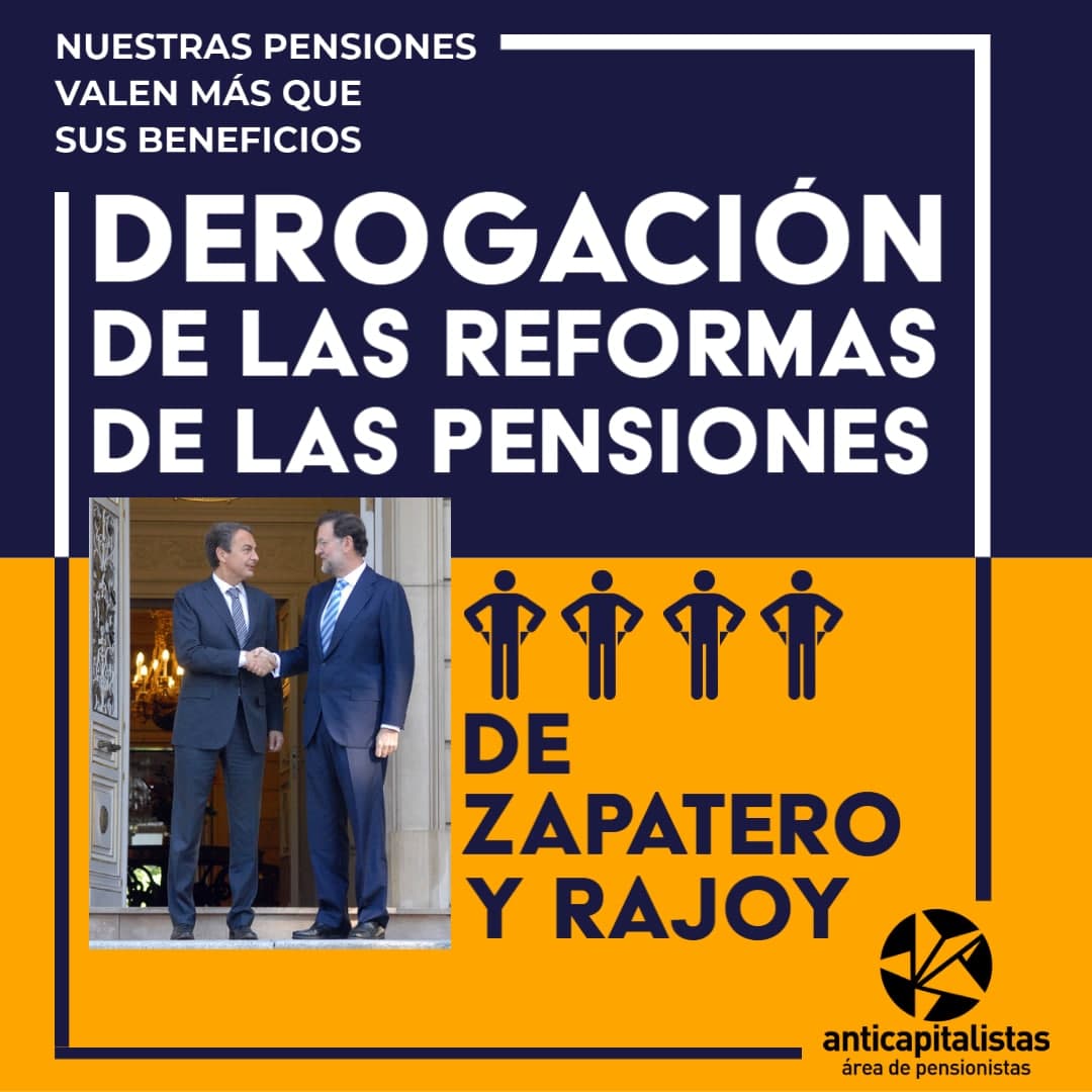 JovenAnticapiC's tweet photo. Exigimos derogar reformas laborales de PP y PSOE, decretazos neoliberales contra derechos de la clase trabajadora por los que sufrimos precariedad laboral,  contratos temporales, jornadas de explotación y sueldos de miseria. #NuestrasPensionesValenMás @anticapi @AnticapiCanaria https://t.co/BsosCFrdYR