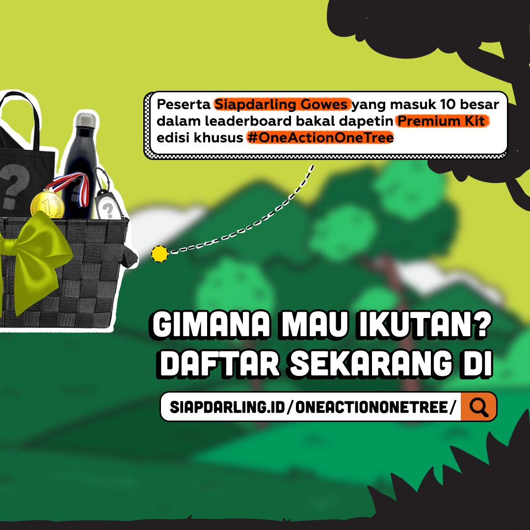 siapdarling's tweet photo. Tapi desainnya masih dirahasiain dulu dong. Yang penting kamu selesein misi #OneActionOneTree untuk mendukung penanaman 5.000 pohon di Kawasan Pegunungan Patiayam - Kudus.
So, buat yang udah siap ikutan langsung aja cek:
https://t.co/FqFtnv3mEh
#siapdarling #OneActionOneTree https://t.co/cVutK5Qphx