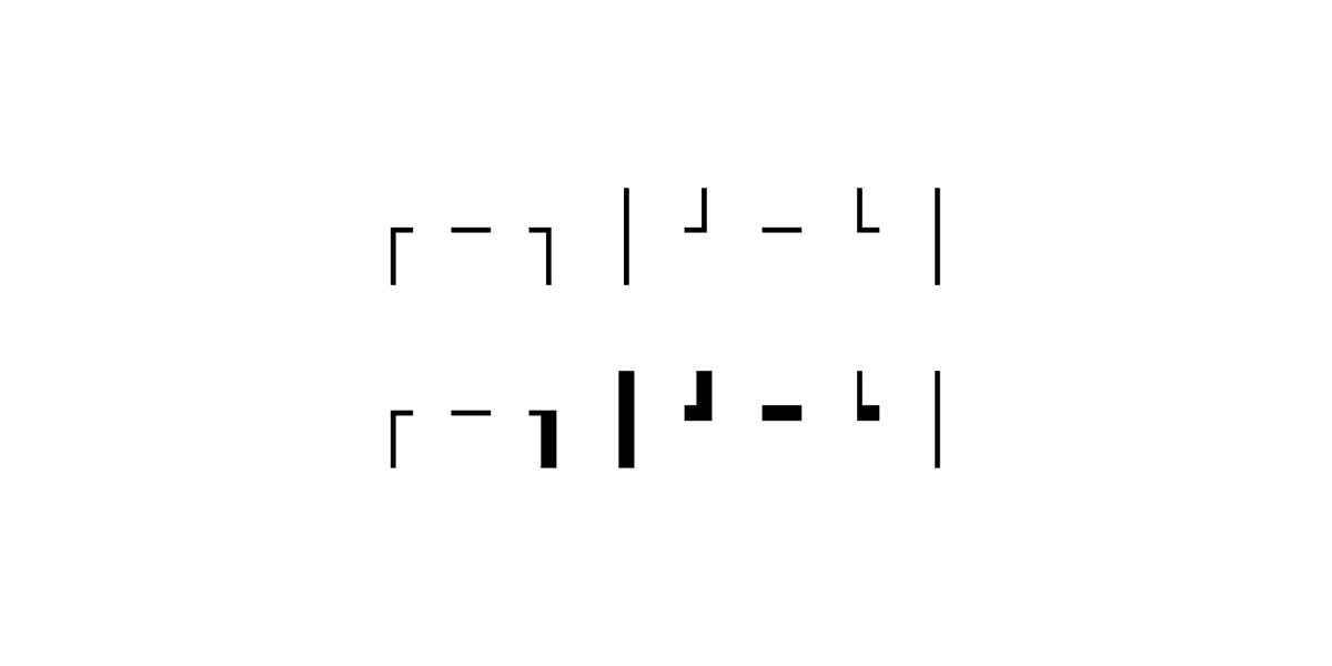 As mentioned above, we use box drawing characters to draw the boxes around our branch states. There are three "styles" of these characters: thin, thick, and combined thick-and-thin. We can combine them to build "flat" and "elevated" boxes.