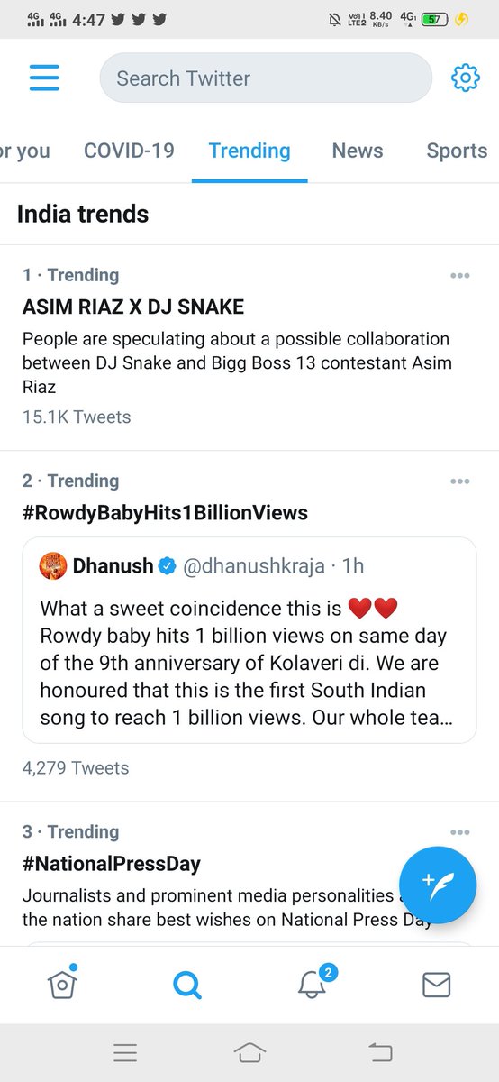 Beingkhanumar's tweet photo. ASIM RIAZ X DJ SNAKE Trending
No 1 In India 15K Tweets Cross
Just 30 Minutes Still Trending
#AsimRiaz #Djsnake
@BollySpy @Filmwindow1 @PinkvillaTelly @pinkvilla @Spotboye @indiaforums @ZeeNews @htTweets @ABPNews 
@republic @aajtak @ETimesTV 
@e24 @rahulbhoj007 @ankur_writes https://t.co/cTv6BMp5e4
