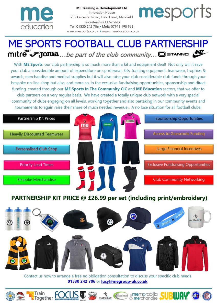 Are you involved in the running of a football club? Join our club community…
Contact us on 01530 242 706 or lucy@megroup-uk.co.uk
#football #sponsorship #clubs #funding