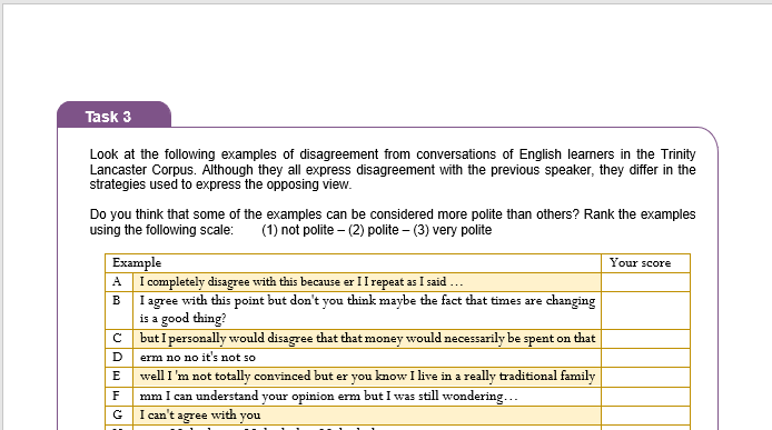 askcorpus's tweet photo. How to disagree politely in spoken English? New interactive #ELT teaching materials (student &amp; teacher handouts) now available from #CorpusForSchools website, using findings and examples from #BritishNationalCorpus2014 &amp; #TrinityLancasterCorpus. https://t.co/k5gpcWxnT0… https://t.co/zFHv59aCg5