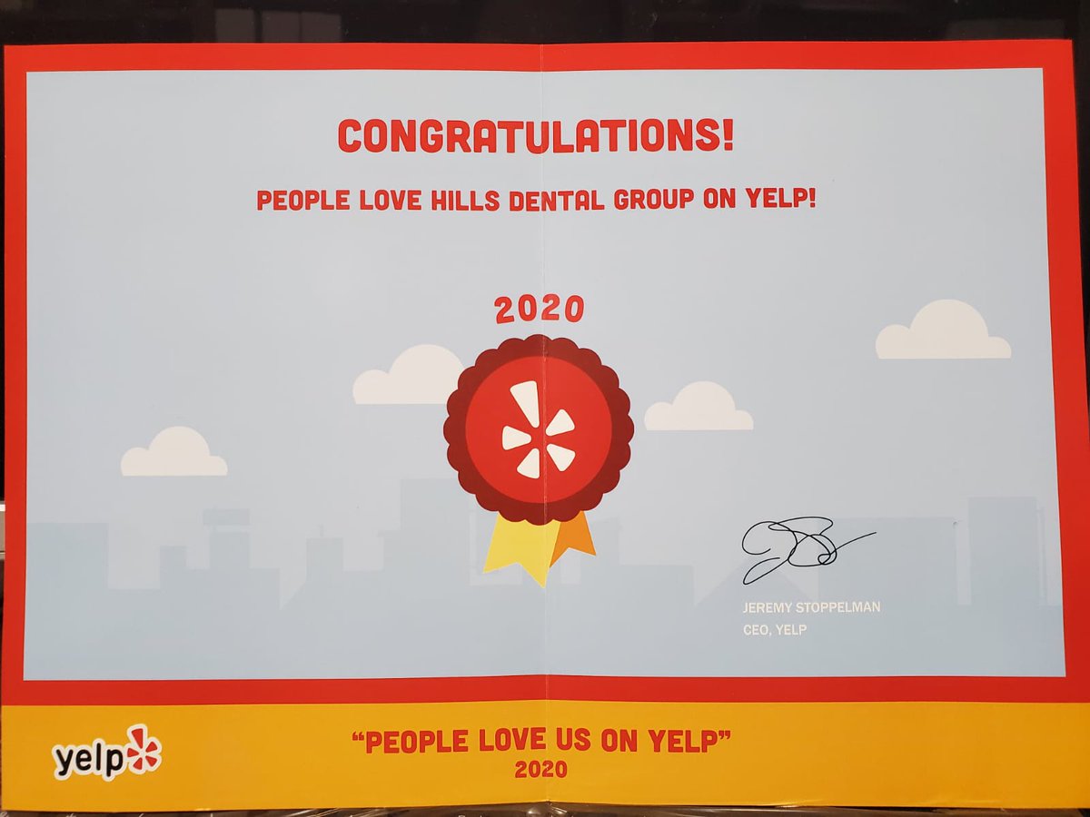 HillsDentalGrp's tweet photo. People Love Hills Dental Group on Yelp https://t.co/97If3Rkvdd #yelp #yelplisting #yelpreviews #yelp2020 #yelpcalifornia #dentalclinic https://t.co/CtMr7KarAZ
