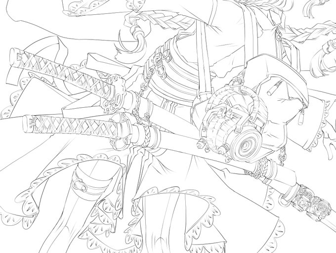 #皆さん線画と塗った後を見せてください 