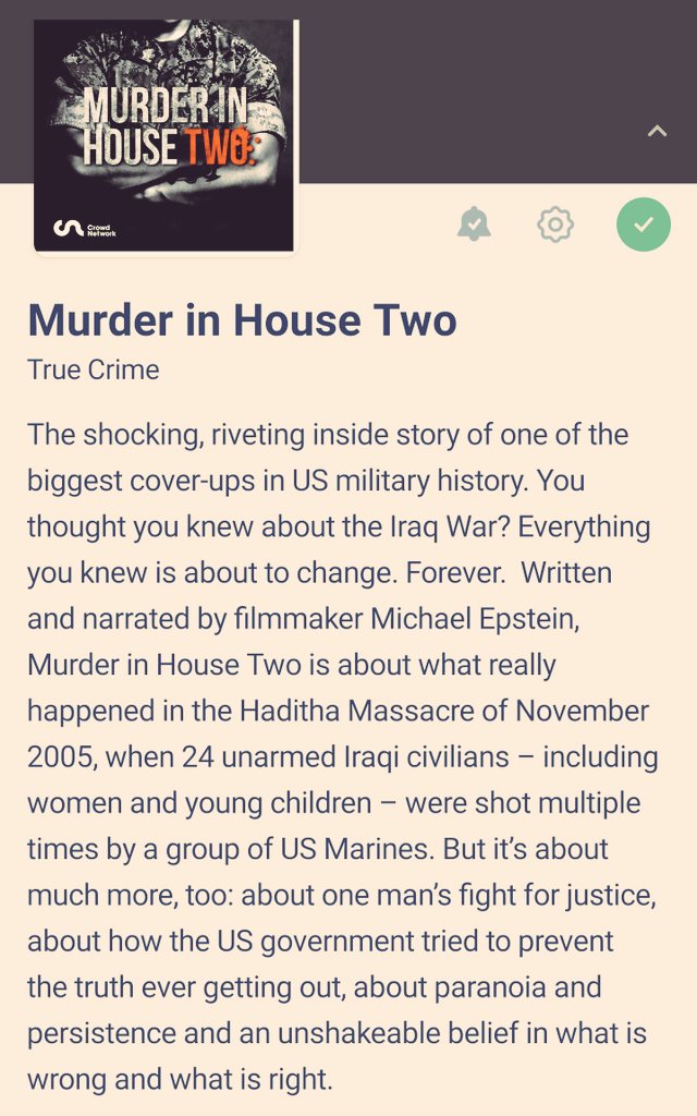 CastsEssential's tweet photo. Every so often a podcast comes round that you shouldn't listen to, you HAVE to listen to! This weeks #EssentialCast #MurderInHouseTwo is one. They say war is hell. What went on here was not war but it and the subsequent aftermath was certainly hell. Important. Brave. Podcasting. https://t.co/gBXxa2gja3