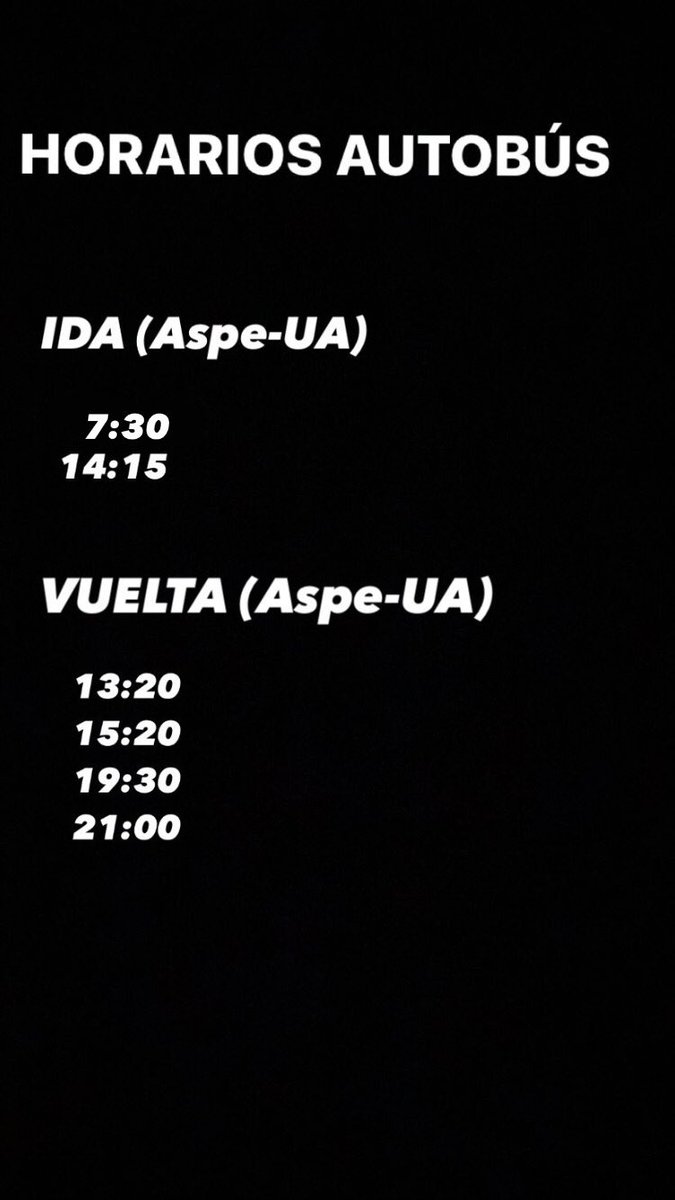 CampusAspe's tweet photo. NUEVO HORARIO DE AUTOBÚS (a partir de hoy, lunes 16 de noviembre) https://t.co/8WR7E6wN5G