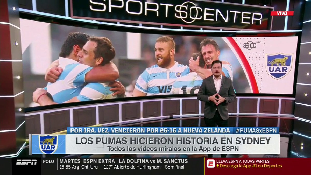 SC_ESPN's tweet photo. #Ahora en #SportsCenterAM por ESPN 2, repasamos lo más destacado y emocionante del fin de semana: la victoria histórica de Los Pumas ante los All Blacks. https://t.co/bkpT3k84OY