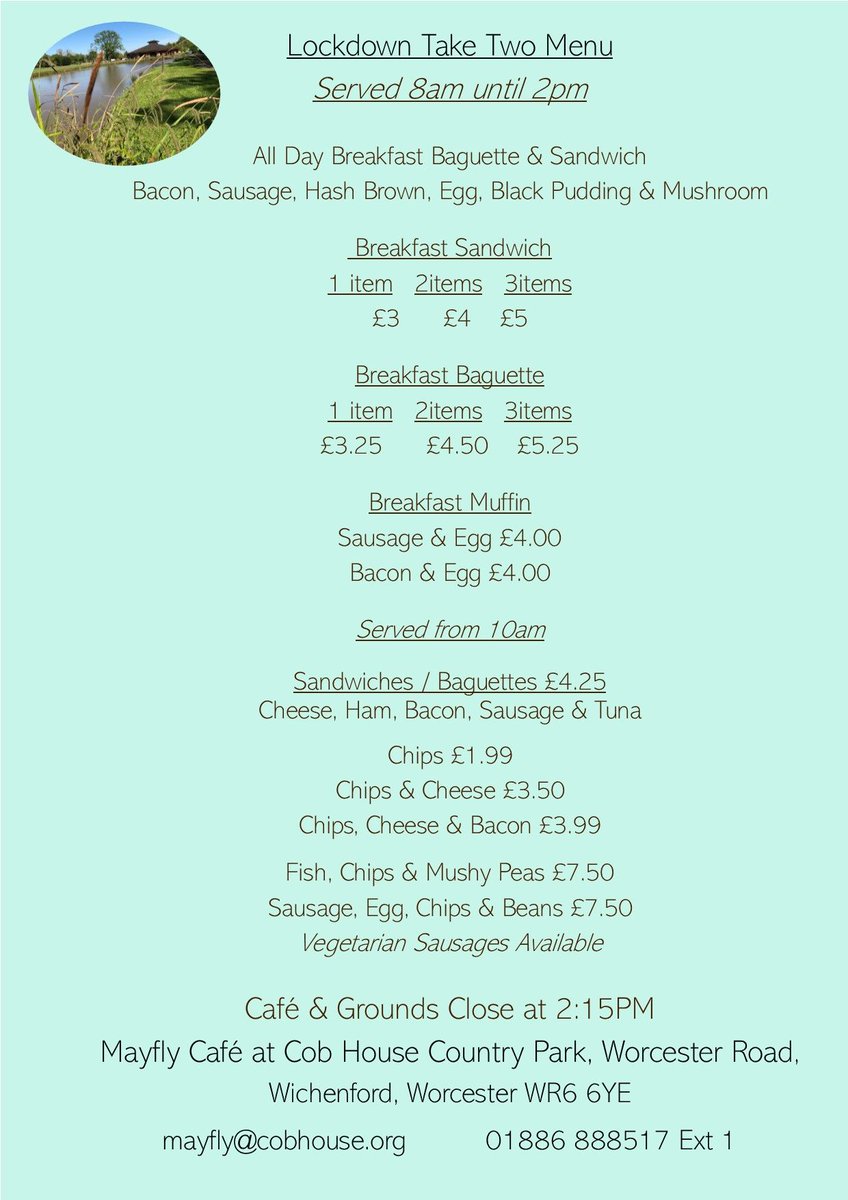 We are open for take out 8am to 2pm
Please check out our Lockdown Take Two Menu!
cobhouse.org/mayfly-cafe/ma…