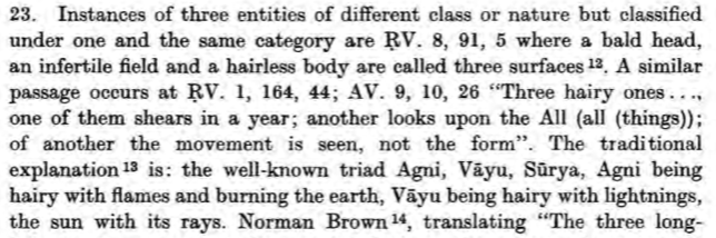 Mention can be made of qualitative specification ('hairyness' of types of light in relation to Vedic deities), specification in appurtenance homology (water representing frogs, lotus, bamboo-shoots alike), & concatenated specification (co-relating brick to earth in TS 5.6.8.5)