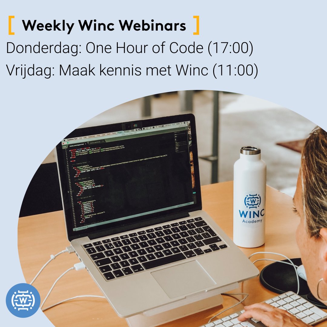 Wil je coderen eens uitproberen of meer weten over Winc Academy? Kom naar onze webinars!🤩

Meld je nu aan via onze website wincacademy.nl 

#wincacademy #webinar #coderen #programmeren #html #css #javascript
