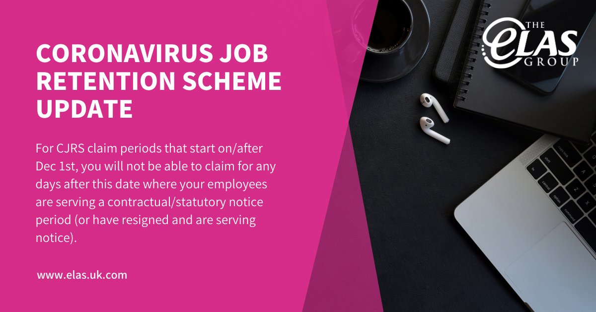 For CJRS claim periods that start on/after Dec 1st, you will not be able to claim for any days after this date where your employees are serving a contractual/statutory notice period (or have resigned and are serving notice).

#coronavirusuk #employmentlaw #businessowner #HR