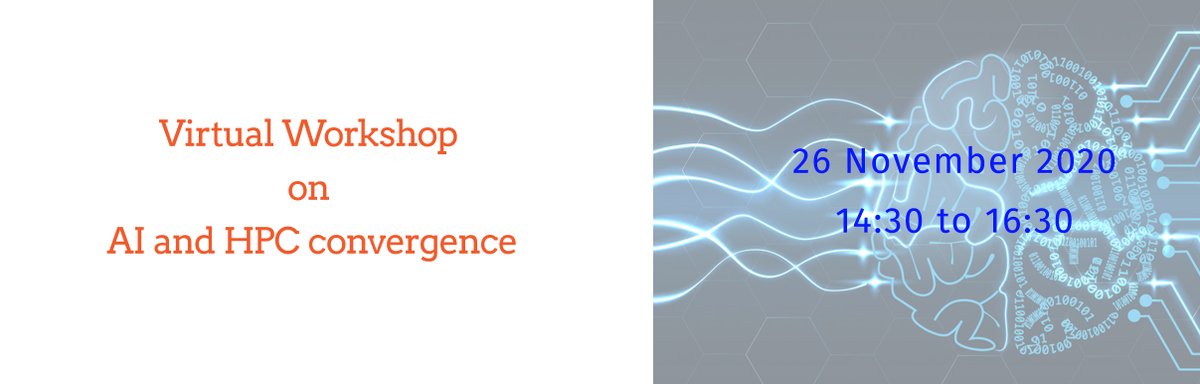 exdci_eu's tweet photo. Register now to the virtual workshop on #artificialintelligence and #HPC converge
📆 26 November 2020
🕚 14:30 - 16:30h
🔗https://t.co/Vc1chjm6bh https://t.co/EjpLsLiZch