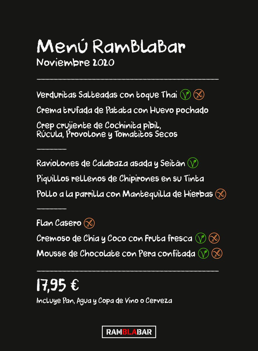 TASTmallorca's tweet photo. ¡Nuevo Menú del Día de #RAMblaBAR! 
En un local que te transporta a New York, y por 𝟏𝟕,𝟗𝟓€:
👉 𝐩𝐫𝐢𝐦𝐞𝐫𝐨
👉 𝐬𝐞𝐠𝐮𝐧𝐝𝐨
👉𝐩𝐨𝐬𝐭𝐫𝐞
👉 𝐩𝐚𝐧, 𝐚𝐠𝐮𝐚 𝐲 𝐜𝐨𝐩𝐚 𝐝𝐞 🍷𝐨 🍺.

¡Deseando recibirte en La Rambla, 20 tanto en nuestra terraza como en el interior! https://t.co/p4kHwqj9Oh