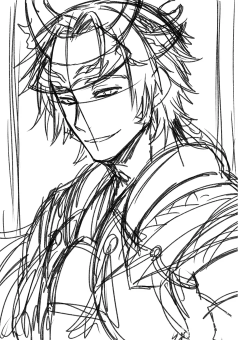 #皆さん線画と塗った後を見せてください
 最近ろくに絵上げてないから過去絵の蜻蛉切で… 