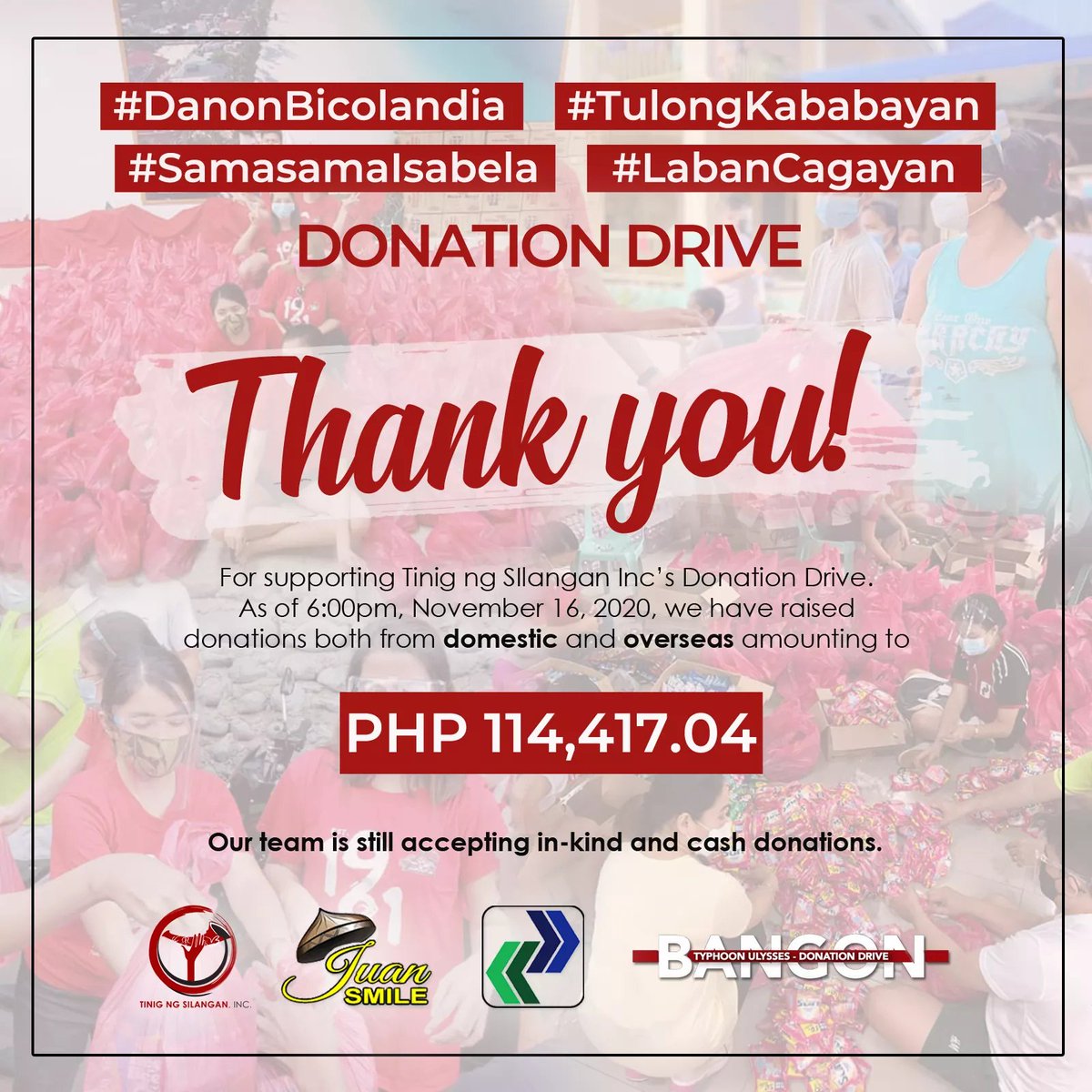 tnsincph's tweet photo. We, at TNS Inc., would like to extend our gratitude to everyone who has shown their support for our #DanonBicolandia, #TulongKababayan, #SamaSamaIsabela, and #LabanCagayan donation drive. https://t.co/fREDiZ5qwU
