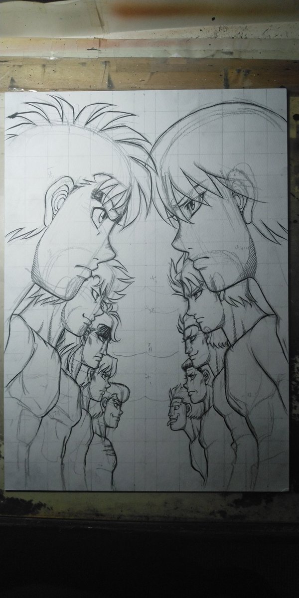 [カラーのできるまで①]
下書き→ペンいれ→消しゴム、です。
紙はイラストボードのワトソン。
インクは立川の耐水性インクです。 