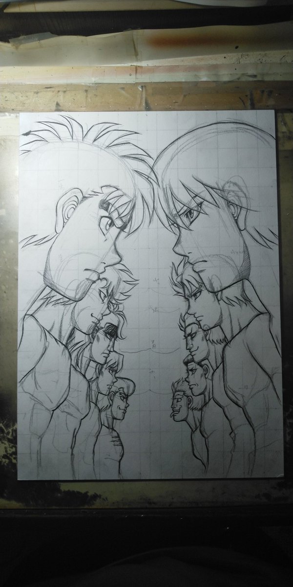 [カラーのできるまで①]
下書き→ペンいれ→消しゴム、です。
紙はイラストボードのワトソン。
インクは立川の耐水性インクです。 