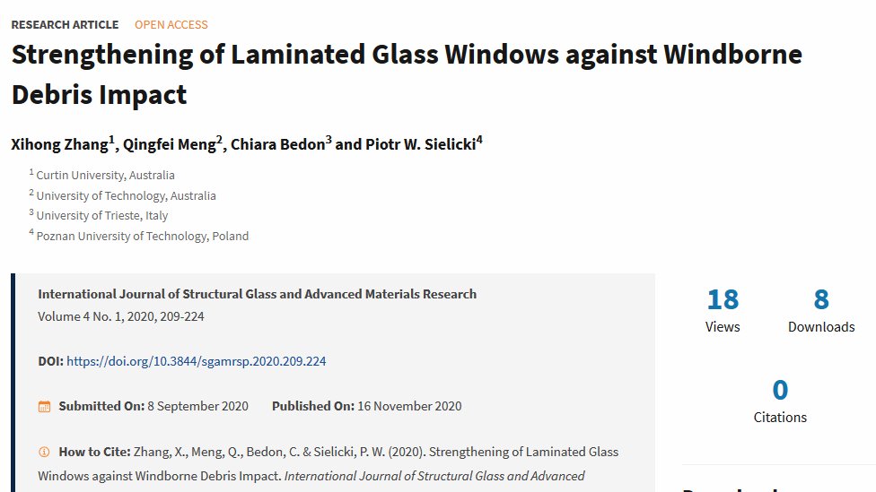 SGAMR1's tweet photo. 👉👉Out today in #SGAMR!
DOI: https://t.co/yFcY8p7d08 

#glass #windborn #debris #impact #engineering #protection https://t.co/8LsjuquZUs