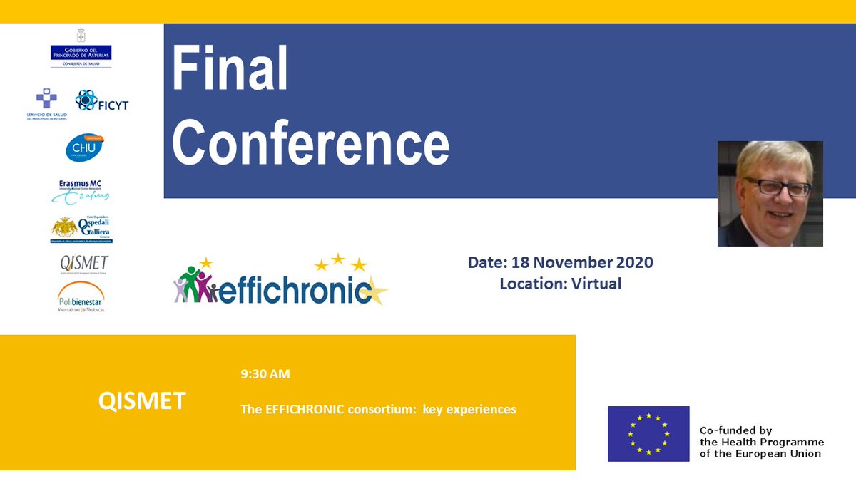 EffichronicAst1's tweet photo. Graham Baker #QISMET dará una charla sobre experiencias clave para el Sistema de Salud de Inglaterra #NHS para implementar el programa #CDSMP
#ConferenciaFinalEffichronic
Registro: https://t.co/rsBi8YXVeI
@astursalud @FICYT @Polibienestar @SCTAsturias
@PACASASTURIAS https://t.co/NRxXXTq2Hy