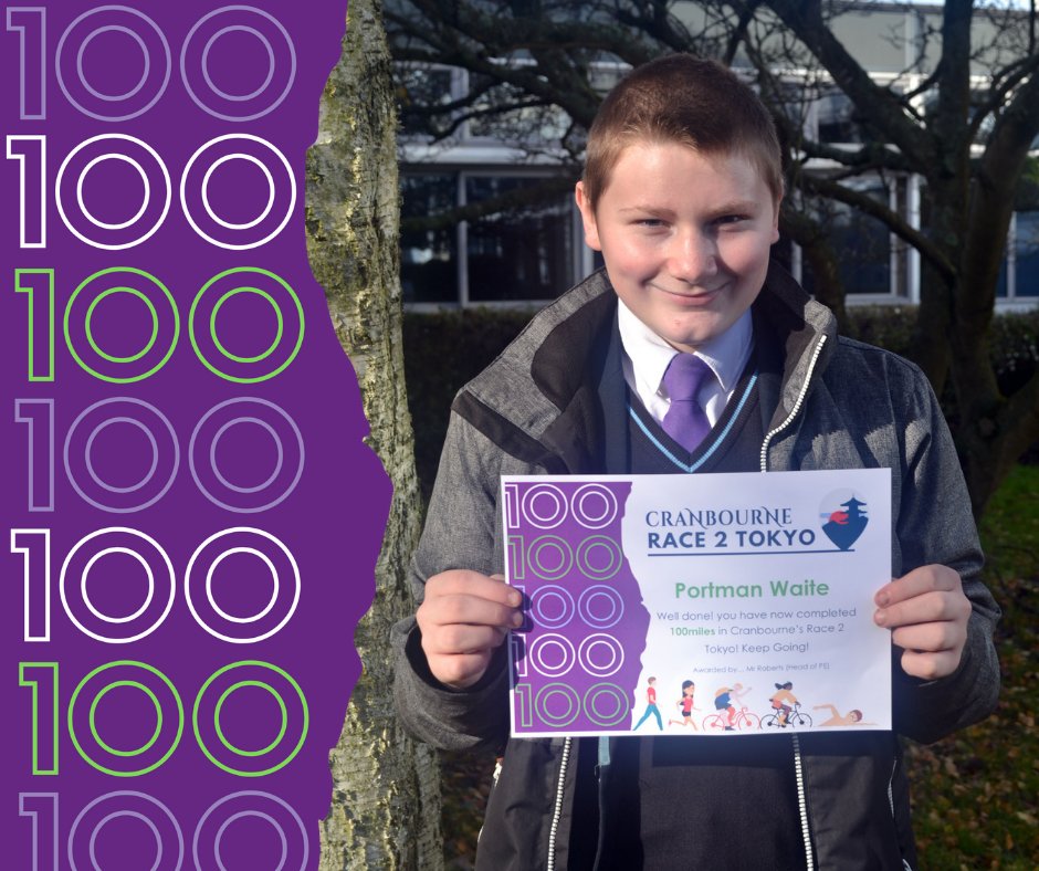 Congratulations to Portman Waite (Y10, Andrew Lloyd Webber) who is the first student to travel over 100 miles
using Strava in Cranbourne's Race 2 Tokyo!  Read More about the PE Challenge in the latest edition of the Cranbourne Catch Up here: cranbourne.hants.sch.uk/wp-content/upl…