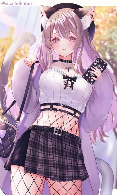 待ち合わせ🐈💜 
#きょうのけもみみちゃん 