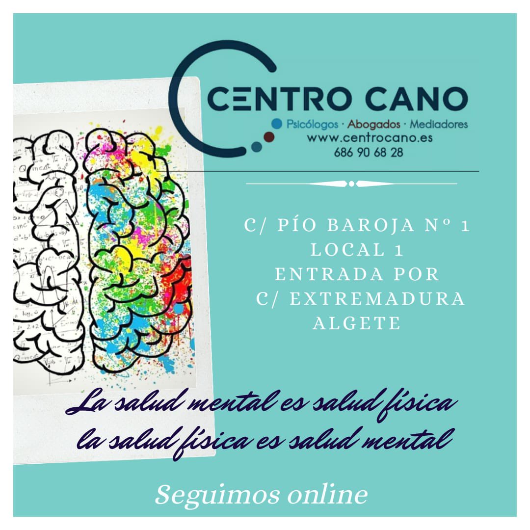 AlgeteACODE's tweet photo. CENTRO CANO
PSICÓLOGOS, ABOGADOS Y MEDIADORES
Centro interdisciplinar.
👩⚕️👨🎓👩💼👨💼
C/Pío Baroja 1. Local 1
Entrada por la calle Extremadura
https://t.co/QqWgJ6ohVt
☎️ 686 90 68 28
#Algete #AcodeAlgete #psicólogos #abogados #logopedas #Apoyaelcomerciolocalylasempresasdeservicios https://t.co/k8W5Xht1xp