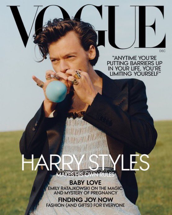 cuntrolharold's tweet photo. Good morning to Harry Styles slaying in a dress on the cover of Vogue and a reminder to wear WHATEVER makes you happy https://t.co/J8VXOsGH9h