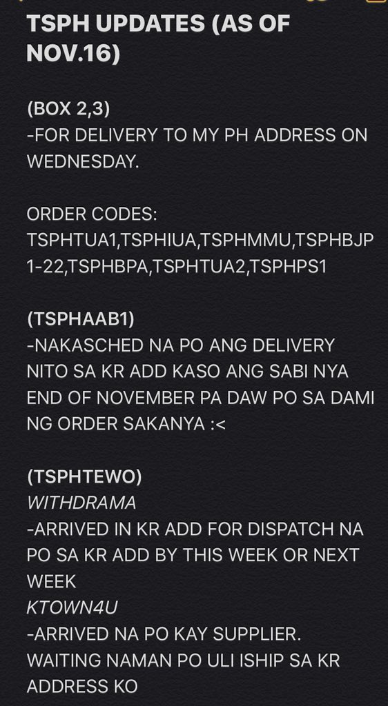 Teudoongiekshop's tweet photo. TSPH UPDATES as of november 16
#TSPHUPDATES THANK YOU! KEEPSAFE AND GODBLESS ❤️ https://t.co/8fJRsuopW9