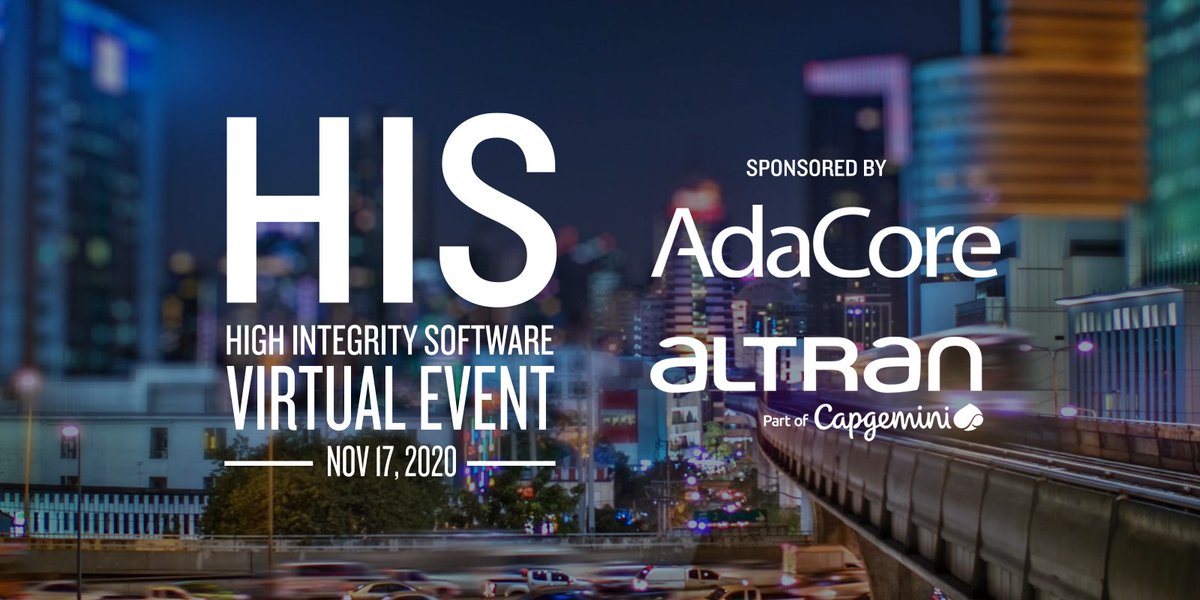 HISC_conf's tweet photo. Last chance to register for tomorrow's #HISConf20 webinar.
Join us at 2 pm (GMT) to discuss how companies continue to innovate in the face of global challenge: https://t.co/NWizE8lTUr
@Altran @AdaCoreCompany @EandTmagazine https://t.co/i38vHmqeCr