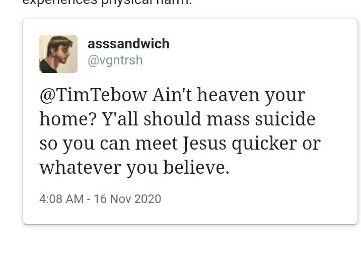 asssammitch's tweet photo. Great now my @vgntrsh account is locked for telling Christians to commit sue of sides. I ain't taking anything back. https://t.co/Yakqp9EIgN