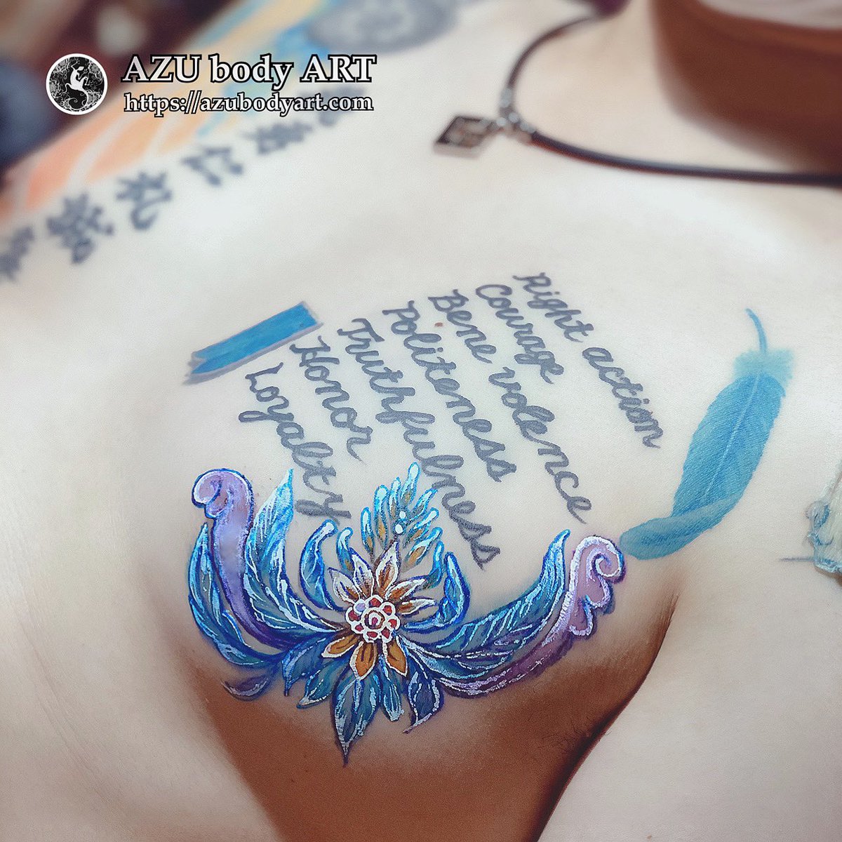 Azu Body Art ジャグアタトゥー大阪 ヘナタトゥー大阪 A Twitter 左胸のレタリングタトゥー の下部分にボディーペイントで タトゥー シュミレーション 足はお任せジャグアタトゥー ジャグアタトゥー大阪 ジャグア ジャグアタトゥー メヘンディ ヘナ