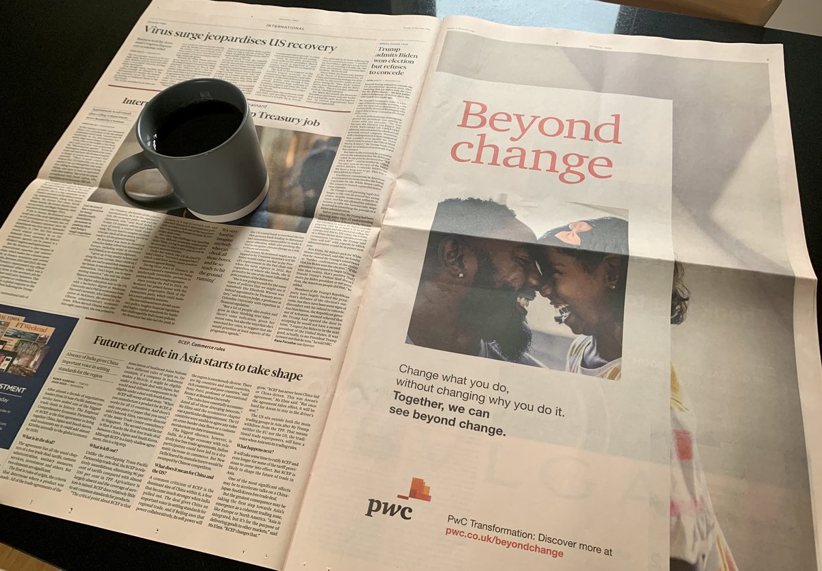 Great start to the week seeing our #SeeBeyondChange campaign in the <a href="/FT/">Financial Times</a> today  PwC.to/3f0a744