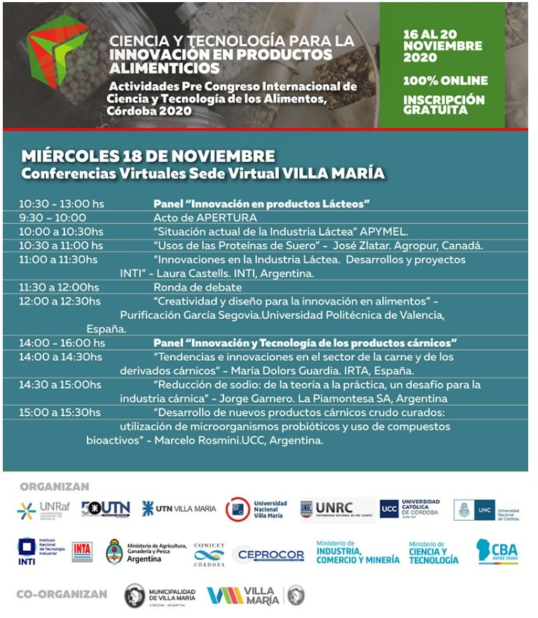 FOncativo's tweet photo. PreCongreso Internacional de Ciencia y Tecnología de los Alimentos Córdoba (CICyTAC) 2020
🥦🍞🧀🍖🍝🍜🧪🧬📚

🖥️ Información completa del evento disponible en la página web:
https://t.co/wuxB3RHCS5 https://t.co/pGunobsh2S