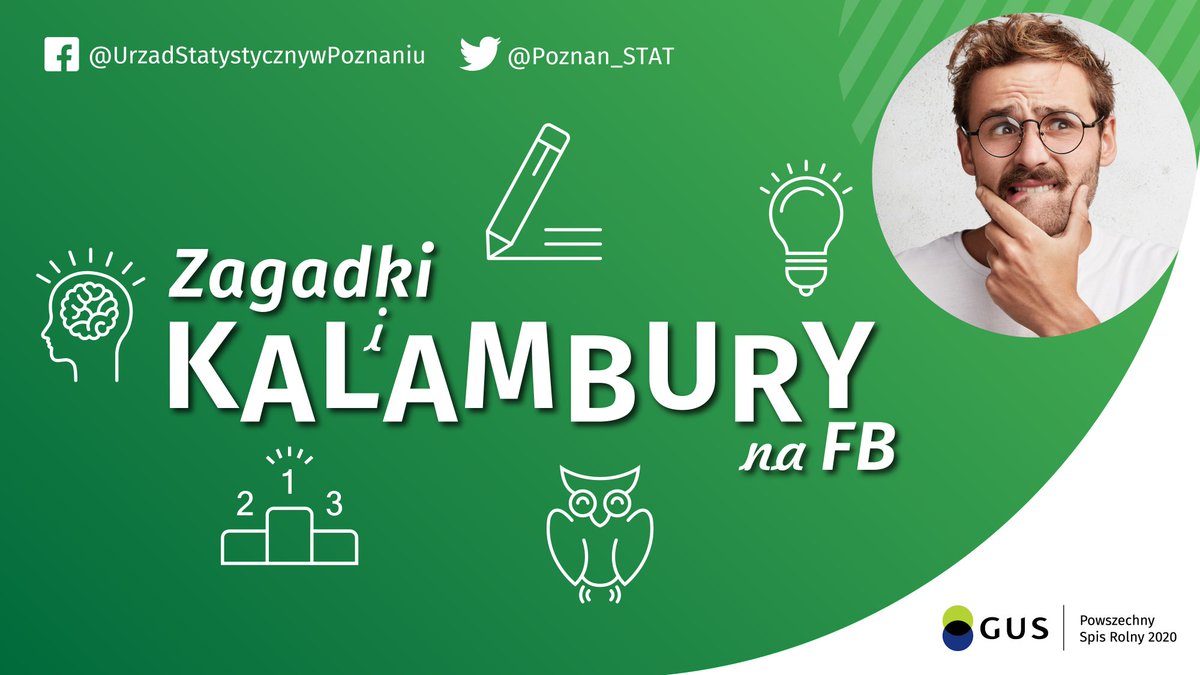 Poznan_STAT's tweet photo. @UPoznan_STAT zaprasza do zabawy w #kalambury! 🔎Szukajcie zagadek na naszym fanpage'u na FB:)
🏆 Nagrodzona zostanie pierwsza poprawna odpowiedź.
Więcej na 👉 https://t.co/9uKvFJzQDG
#konkurs #rolnictwo #PowszechnySpisRolny #PSP2020 #LiczySięRolnictwo https://t.co/uo40eqTvW4
