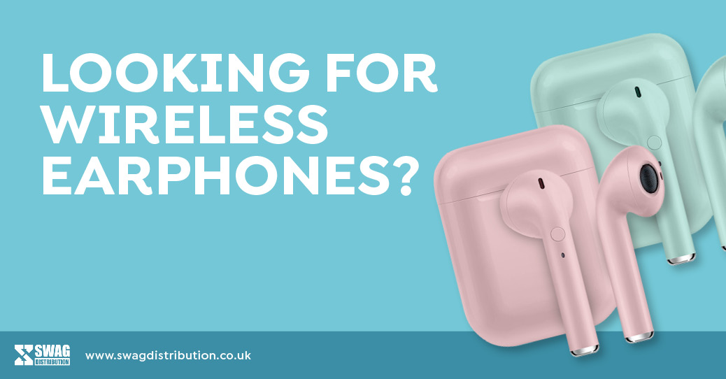 SWAGDistrib's tweet photo. Wireless earphones are now available in three colours: Turquoise, Pink and Black! New to the C@SE range. Contact the team to learn more today! https://t.co/m9J1fR0ZuM