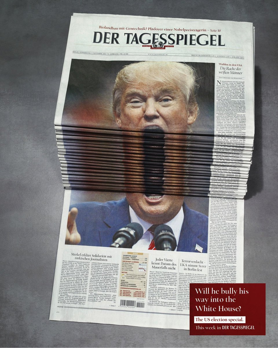 Social_Samosa's tweet photo. #CreativeThrowback -  Der Tagesspiegel's campaign for US Elections finds some relevance in the current scenario 

Agency - Scholz &amp; Friends, Germany

#USElection #DonaldTrump #USElection2020 https://t.co/ycB5vkf6Sm