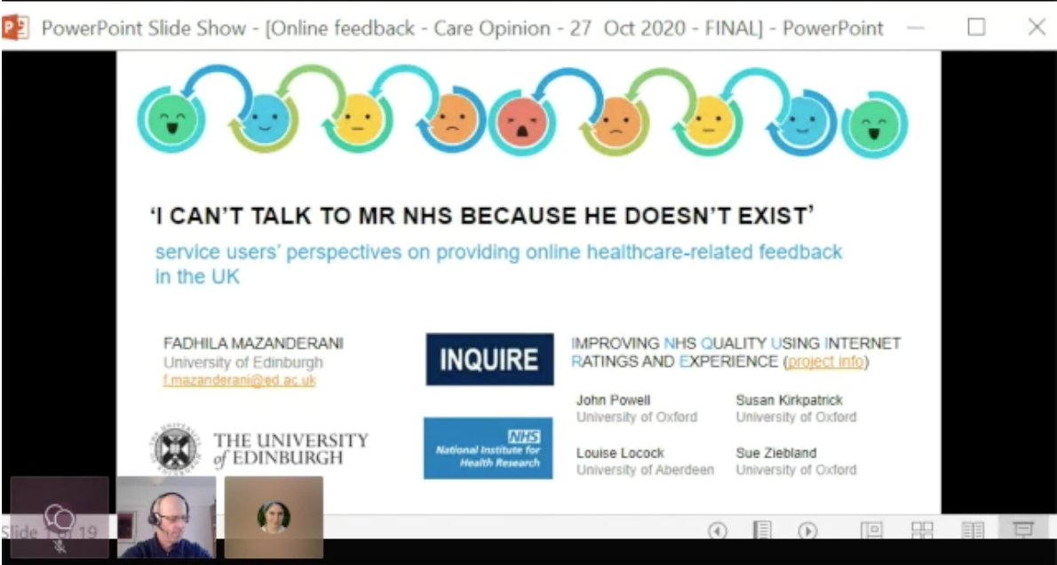 CareOpinionScot's tweet photo. In the 5th of our blogs about the #COSconf 2020, today we are sharing the video recording, presentation and further reading for Dr Fadhila Mazanderani's fascinating session "I can't talk to Mr NHS because he doesn't exist"
https://t.co/JkCRFE2jPc https://t.co/eR0FlFmy3f