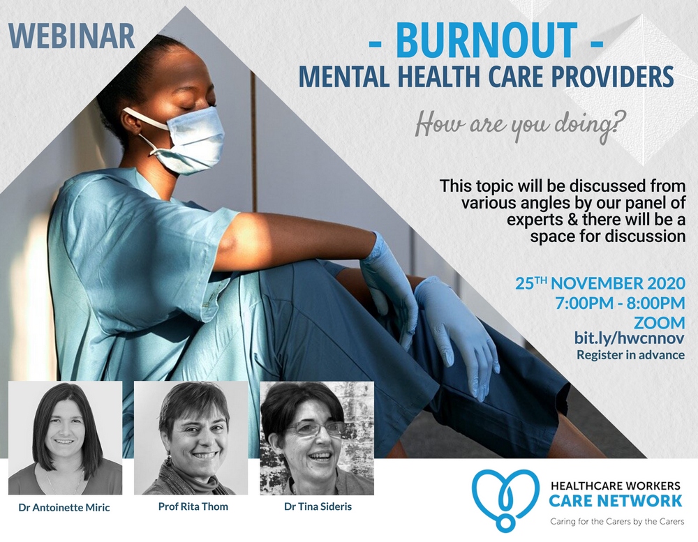 HealthcareWCN's tweet photo. Webinar - Burnout in Mental Health Care Providers 

https://t.co/eAjPBamBhx https://t.co/doZBEXPZkO
