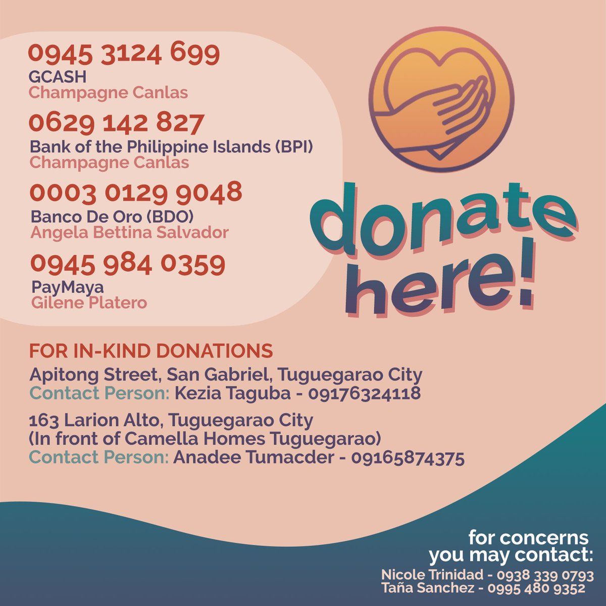 tanacarmela's tweet photo. We are 2nd Year Legal Management students from UST (2LM2) raising funds to help our peers situated in Tuguegarao City to spearhead relief initiatives in their community that was greatly affected by Typhoon Ulysses.

Any amount will be highly appreciated. https://t.co/Oo1KdkM6sP
