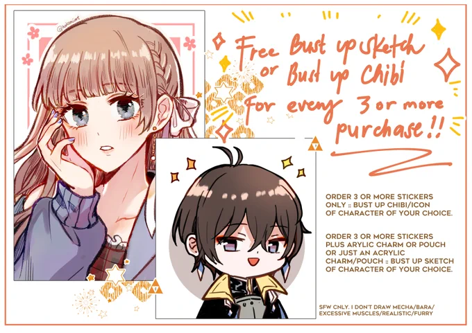 [PH ?? Local only!] 
I still have few stock available from last year's con?, Kindly check https://t.co/QssvidUGZH if you're interested!
I'll also do bonus sketch/chibi when you orde/r a certain amount of items! 