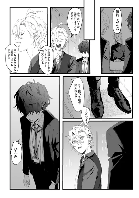 ごみさんに頂いた先生に婚約者ができたネタの漫画です
※独寂 