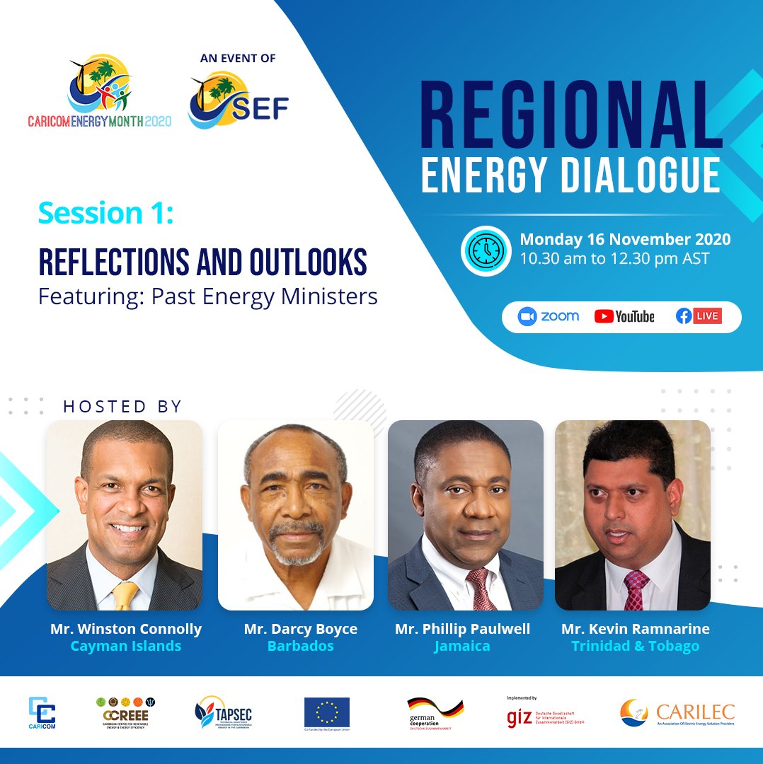 CARICOMEnergy's tweet photo. There’s still time to register! Join us for Session 1 of the #CEMDialogues at 10:30am AST! Today, former CARICOM Energy Ministers are reflecting on the past and planning for the future, for a REsilient CARICOM! Register NOW 👉 https://t.co/4WgPUDqLah #CEM2020 https://t.co/1fgSUzB58R