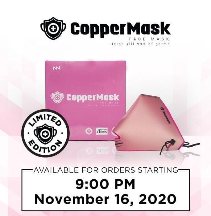 coppermaskph's tweet photo. Attention Pink lovers! 
Make your everyday life fashionable while staying safe and protected this quarantine season with the NEWEST color of our COPPERMASK LIMITED EDITION, PINK 💗

TONIGHT at 9PM 

Just go to  👉👉 https://t.co/2S4O0YZvJl https://t.co/0ydbfhIgQA
