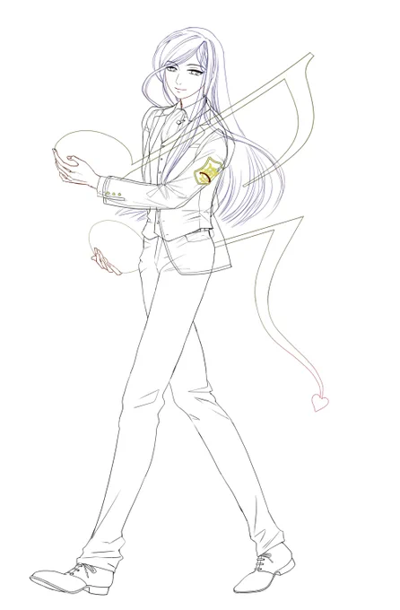 線画、色を塗ったら見えないところまで描いてしまう癖がありますねえ…そうじゃないと全体が嘘っぽくなるので。景時さんも見えてないけど宝玉までしっかり描いております(馬鹿) 