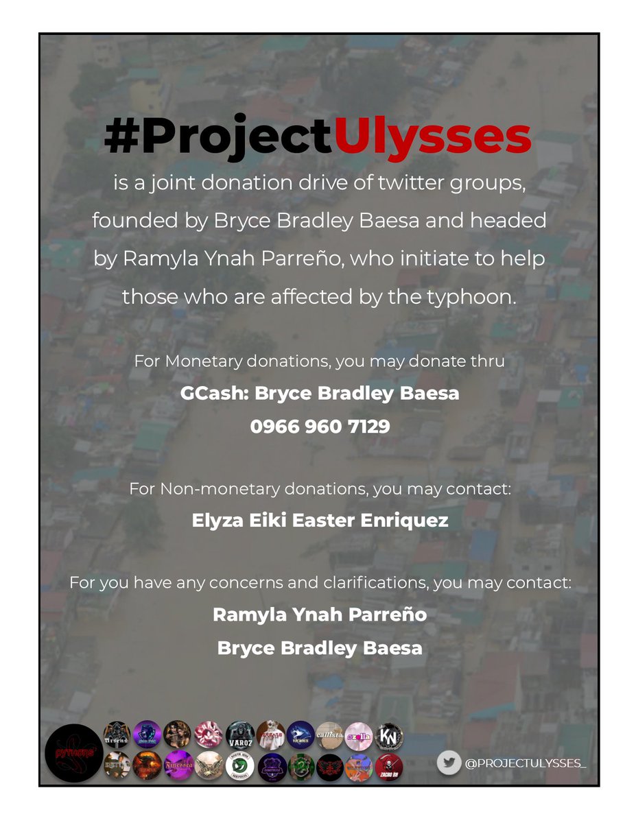 PROJECTULYSSES_'s tweet photo. #ProjectUlysses is an on-going donation drive for the affected families of the Typhoon.

You may donate thru: 
✅GCASH
0966 960 7129 

Keep on spreading &amp; retweeting, we will help more families. 

Maraming salamat 🙏🏻
#ProjectUlysses https://t.co/pQkAEaR06Z