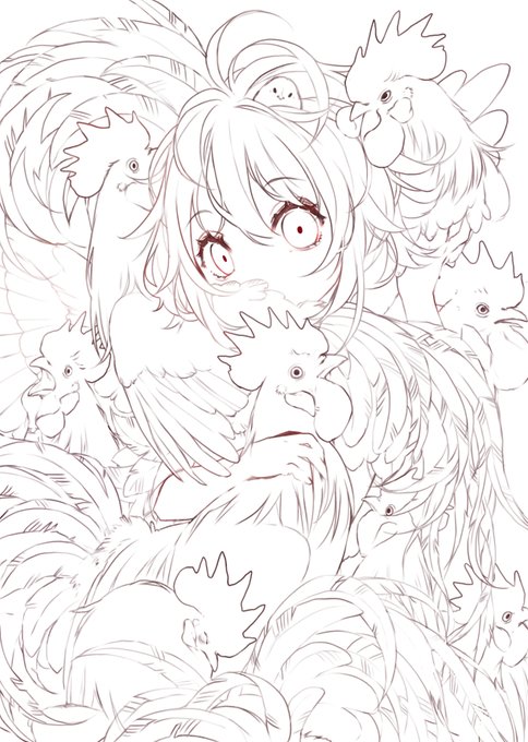 #皆さん線画と塗った後を見せてください
毛とか羽は細かく描いてしまう 