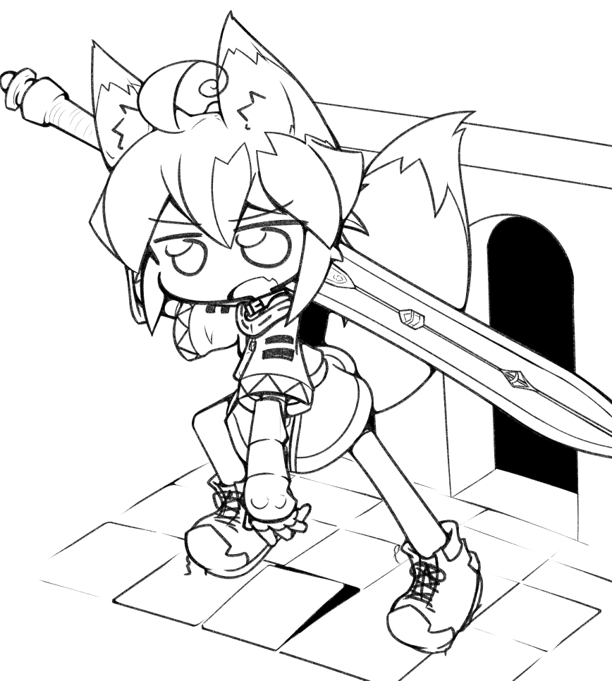 #皆さん線画と塗った後を見せてください
ぼくも流行りに乗ってみる!おおきいのとでふぉるめの! 