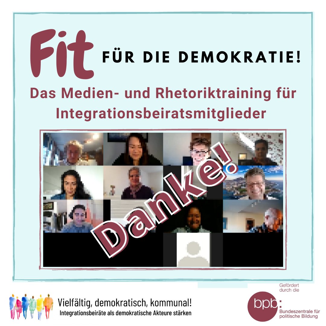 bzi_vielfalt's tweet photo. Vielen Dank, dass ihr auch diesmal wieder mit dabei wart! 🙏 Am kommenden Samstag (21.11.) findet unser vorerst letzter digitaler Medien- und Rhetorik-Workshop statt. Schnell sein lohnt sich, es gibt noch wenige freie Plätze! 📢 Anmeldung unter: https://t.co/xB5XHE89Vy https://t.co/fFOZ9tZGbr