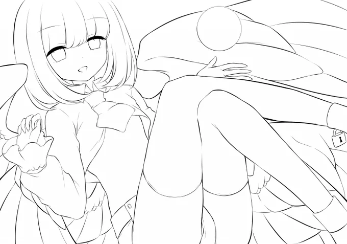 とても頑張ったやつ #皆さん線画と塗った後を見せてください 